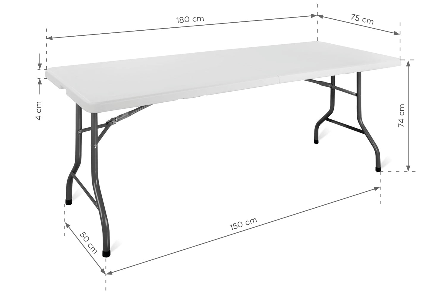 Renginių stalas E180 (180x75 cm) - balta